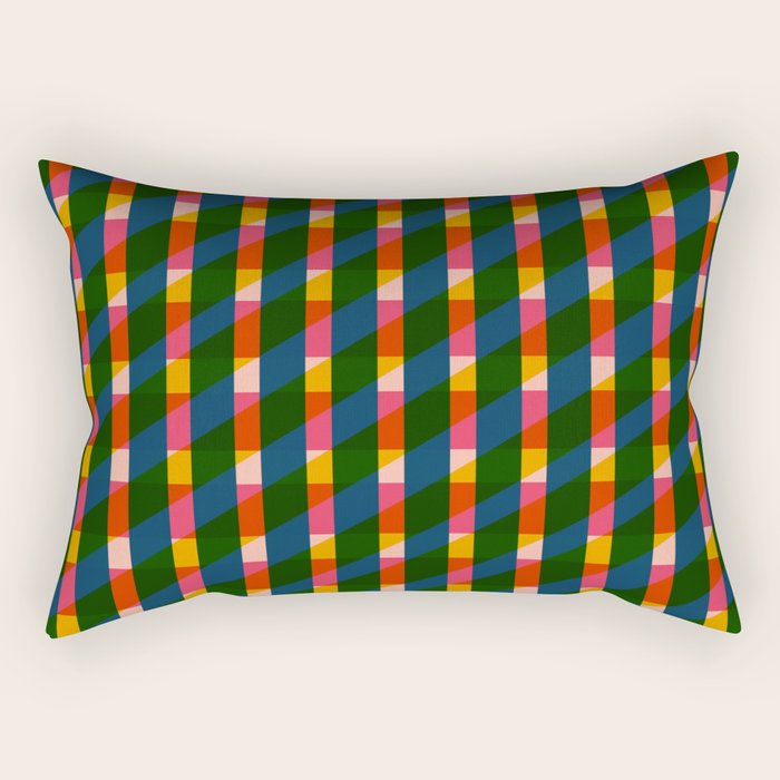 Retro Colorful Plaid Pattern Rectangular Pillow Gallery Image 1