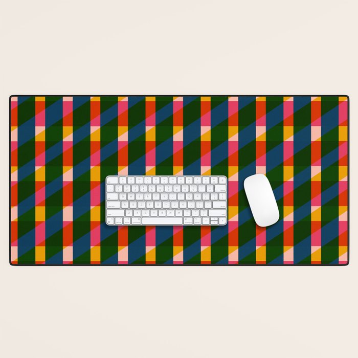 Retro Colorful Plaid Pattern Desk Mat Gallery Image 1