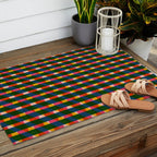 Retro Colorful Plaid Pattern Outdoor Rug Gallery Image 2