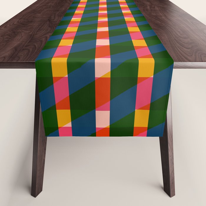 Retro Colorful Plaid Pattern Table Runner Gallery Image 1