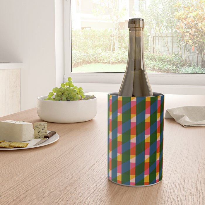 Retro Colorful Plaid Pattern Wine Chiller Gallery Image 4