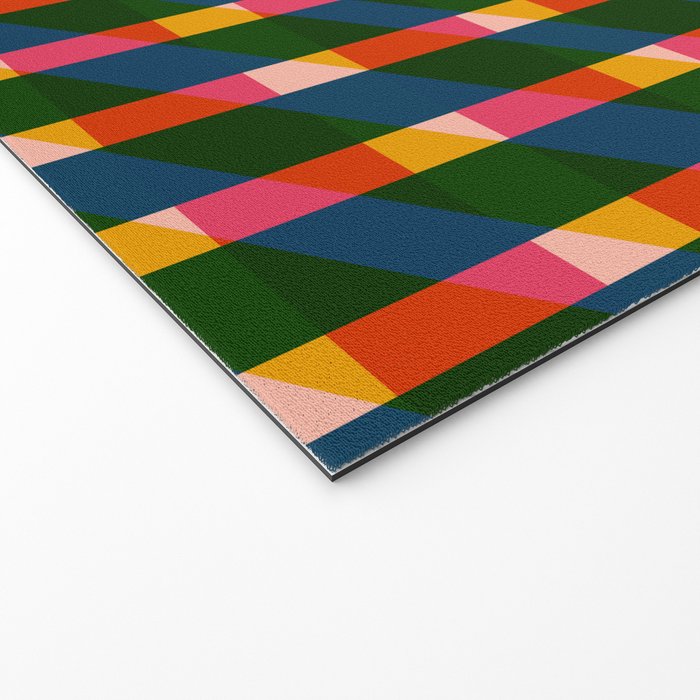 Retro Colorful Plaid Pattern Welcome Mat Gallery Image 2