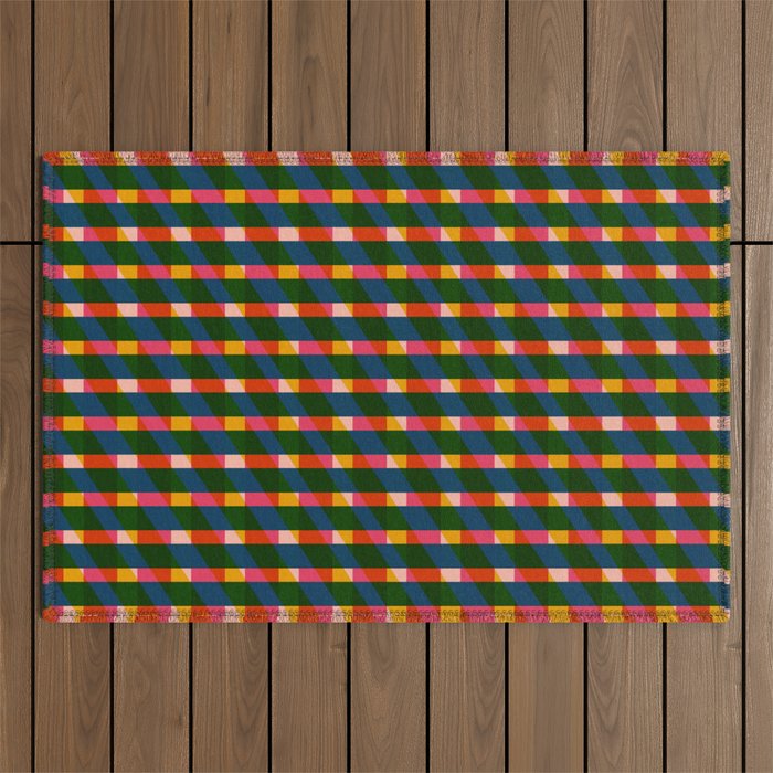 Retro Colorful Plaid Pattern Outdoor Rug Gallery Image 1