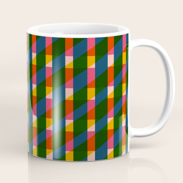 Retro Colorful Plaid Pattern Coffee Mug Gallery Image 1