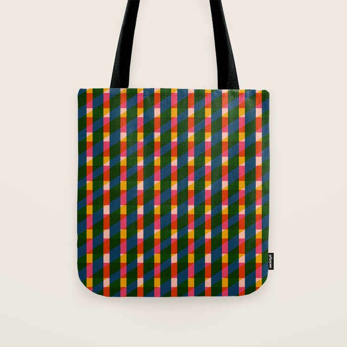 Retro Colorful Plaid Pattern Tote Bag Gallery Image 1
