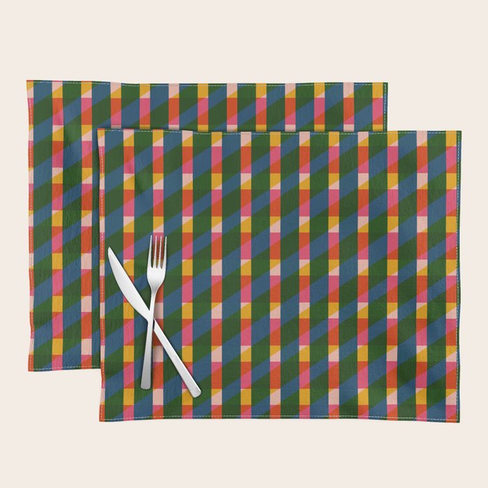 Retro Colorful Plaid Pattern Placemat Gallery Image 1