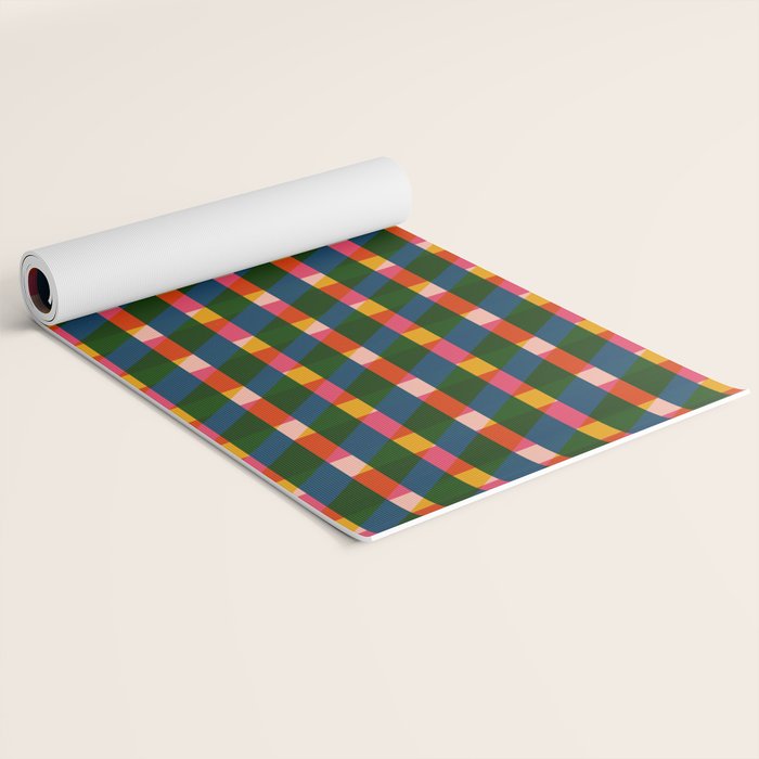Retro Colorful Plaid Pattern Yoga Mat Gallery Image 2