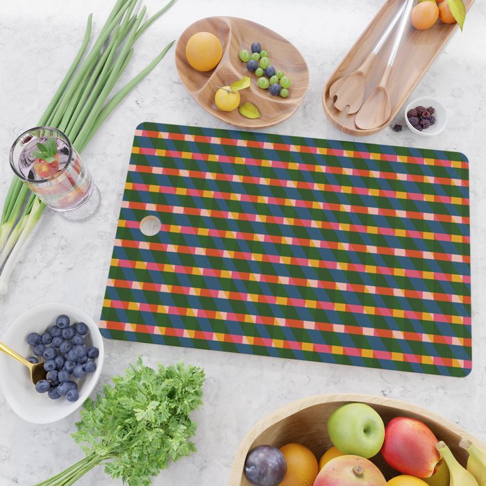 Retro Colorful Plaid Pattern Cutting Board Gallery Image 2