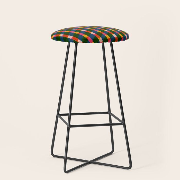 Retro Colorful Plaid Pattern Stool Gallery Image 1
