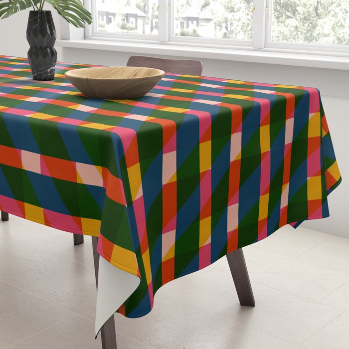 Retro Colorful Plaid Pattern Tablecloth Gallery Image 3