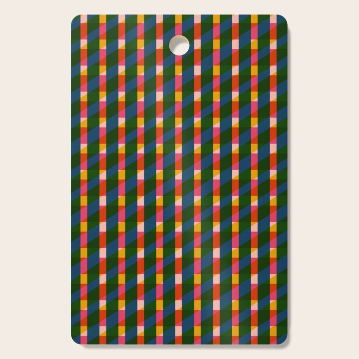 Retro Colorful Plaid Pattern Cutting Board Gallery Image 1