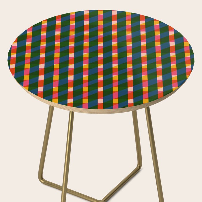 Retro Colorful Plaid Pattern Side Table Gallery Image 2