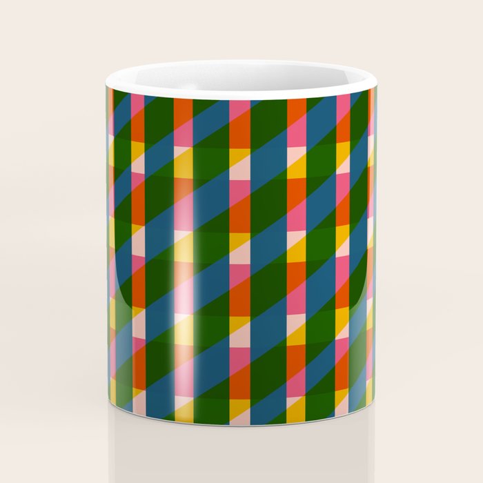 Retro Colorful Plaid Pattern Coffee Mug Gallery Image 4
