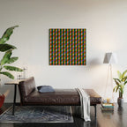 Retro Colorful Plaid Pattern Wood Wall Art Gallery Image 2