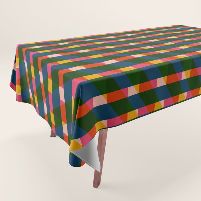 Retro Colorful Plaid Pattern Tablecloth Gallery Image 1