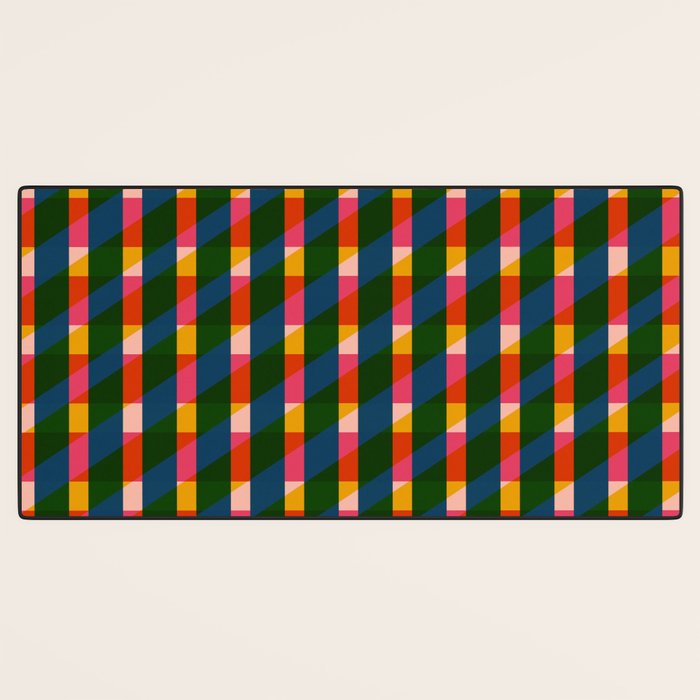 Retro Colorful Plaid Pattern Desk Mat Gallery Image 3
