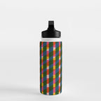 Retro Colorful Plaid Pattern Water Bottle Gallery Image 3
