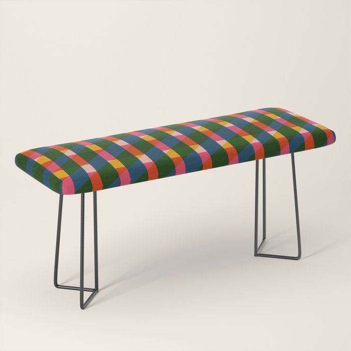 Retro Colorful Plaid Pattern Bench Gallery Image 1