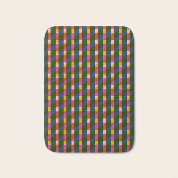 Retro Colorful Plaid Pattern Bath Mat Gallery Image 1