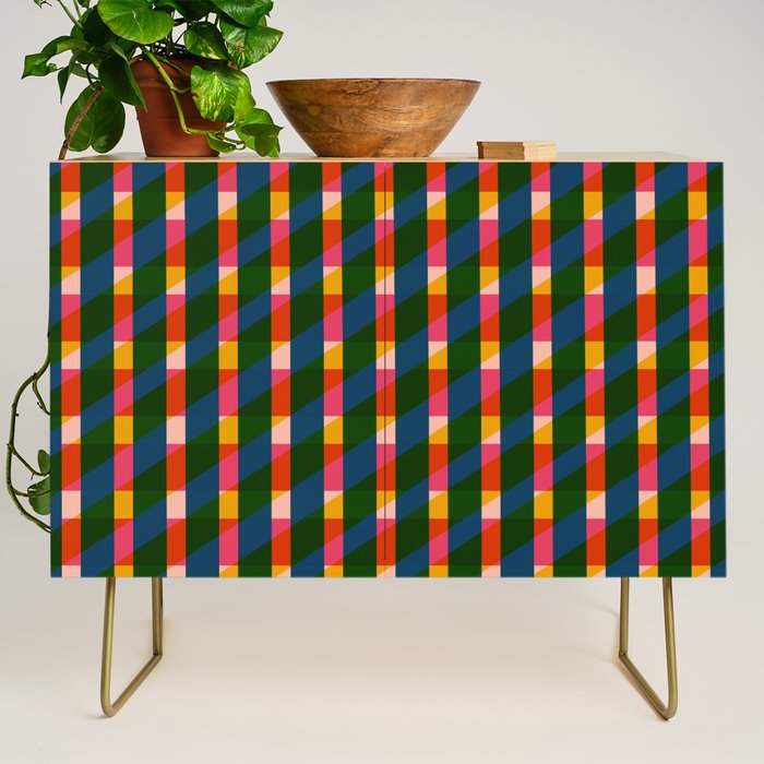 Retro Colorful Plaid Pattern Credenza Gallery Image 1