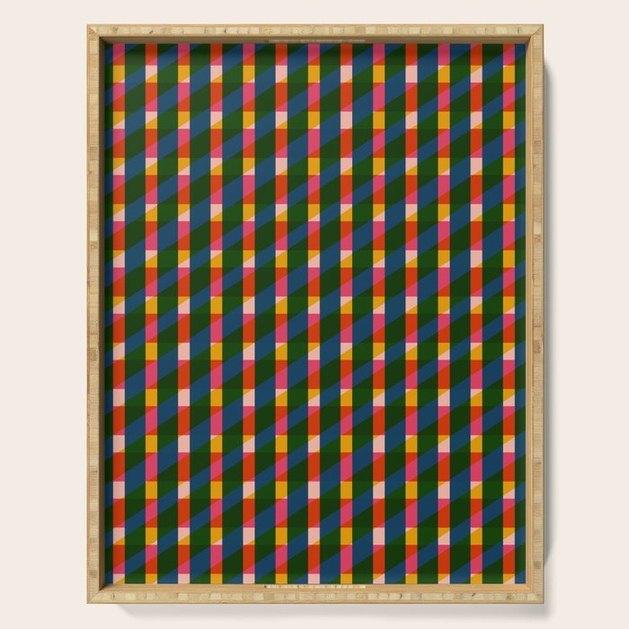 Retro Colorful Plaid Pattern Serving Tray Gallery Image 1