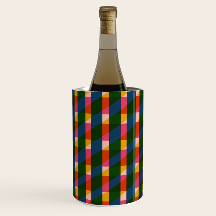 Retro Colorful Plaid Pattern Wine Chiller Gallery Image 3