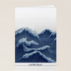 Ocean Print Wave Wall Art Japanese Wall Art Navy Blue Poster Minimalist Decor Nautical Painting Stationery Card Gallery Image 2