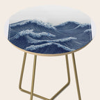 Ocean Print Wave Wall Art Japanese Wall Art Navy Blue Poster Minimalist Decor Nautical Painting Side Table Gallery Image 2
