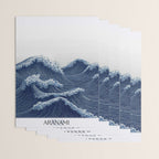 Ocean Print Wave Wall Art Japanese Wall Art Navy Blue Poster Minimalist Decor Nautical Painting Wrapping Paper Gallery Image 3