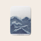 Ocean Print Wave Wall Art Japanese Wall Art Navy Blue Poster Minimalist Decor Nautical Painting Bath Mat Gallery Image 1