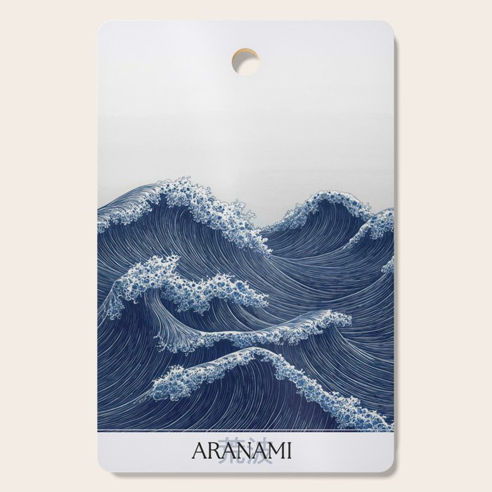 Ocean Print Wave Wall Art Japanese Wall Art Navy Blue Poster Minimalist Decor Nautical Painting Cutting Board Gallery Image 1