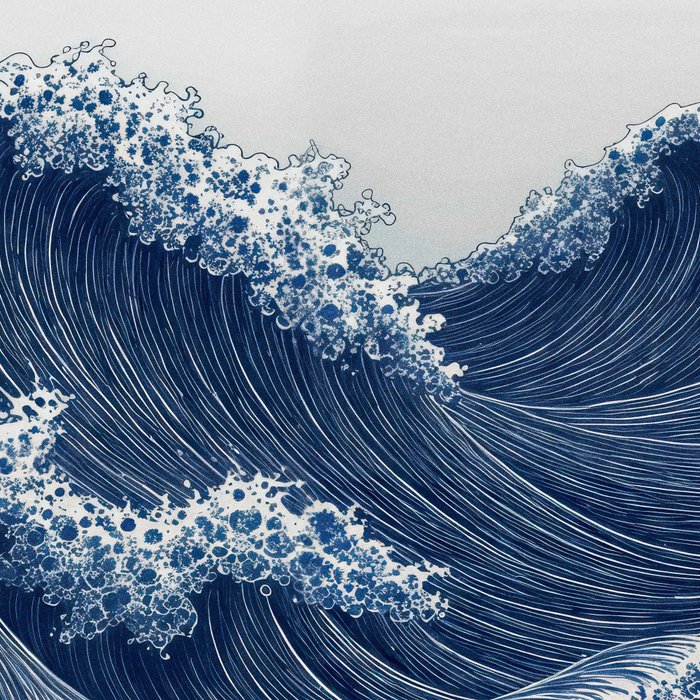 Ocean Print Wave Wall Art Japanese Wall Art Navy Blue Poster Minimalist Decor Nautical Painting Coffee Mug Gallery Image 2