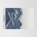 Ocean Print Wave Wall Art Japanese Wall Art Navy Blue Poster Minimalist Decor Nautical Painting Rug Gallery Image 2