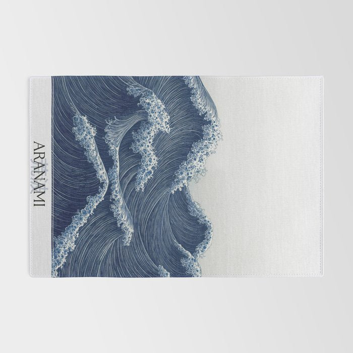 Ocean Print Wave Wall Art Japanese Wall Art Navy Blue Poster Minimalist Decor Nautical Painting Rug Gallery Image 2
