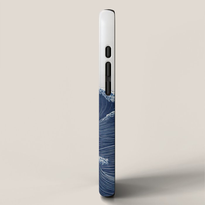 Ocean Print Wave Wall Art Japanese Wall Art Navy Blue Poster Minimalist Decor Nautical Painting iPhone Case Gallery Image 2