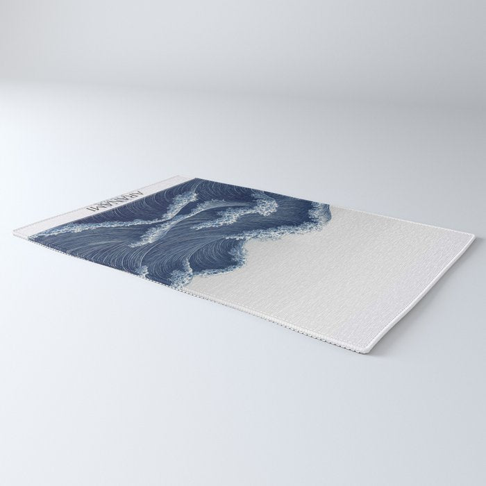 Ocean Print Wave Wall Art Japanese Wall Art Navy Blue Poster Minimalist Decor Nautical Painting Rug Gallery Image 3