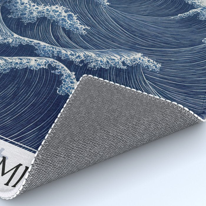 Ocean Print Wave Wall Art Japanese Wall Art Navy Blue Poster Minimalist Decor Nautical Painting Rug Gallery Image 4