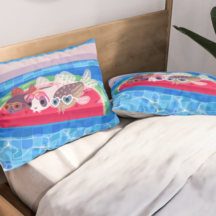 Cory cats in the swimming pool Pillow Sham Gallery Image 2