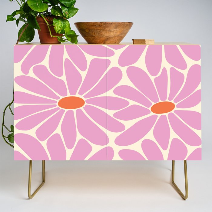 Big Daisy - Groovy Flower - Pink and Orange Credenza Gallery Image 1