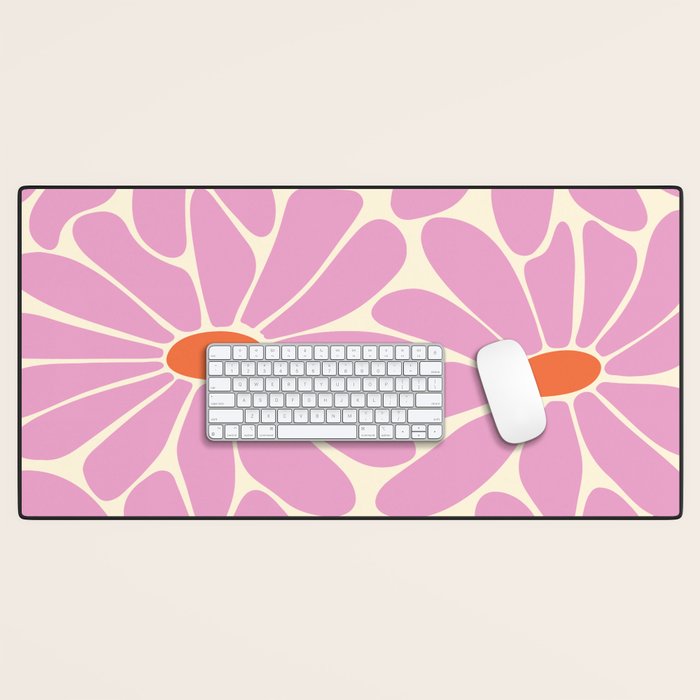 Big Daisy - Groovy Flower - Pink and Orange Desk Mat Gallery Image 1