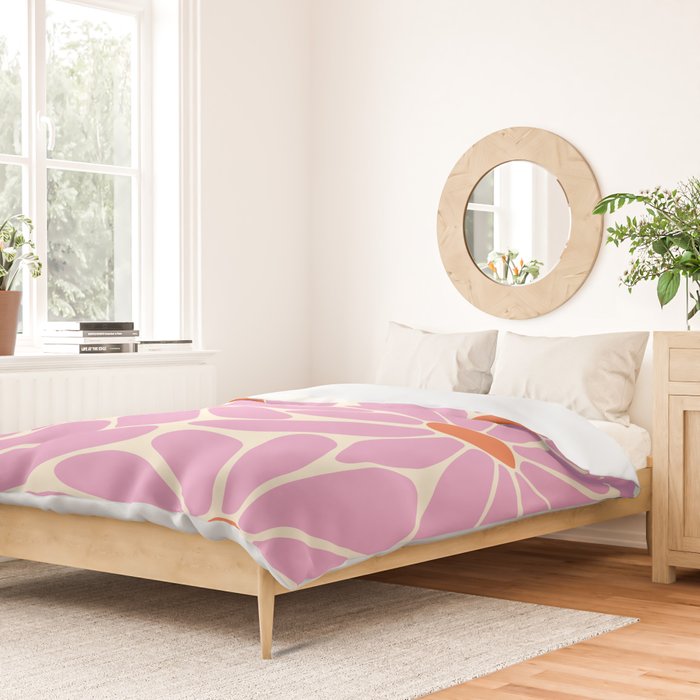 Big Daisy - Groovy Flower - Pink and Orange Duvet Cover Gallery Image 2