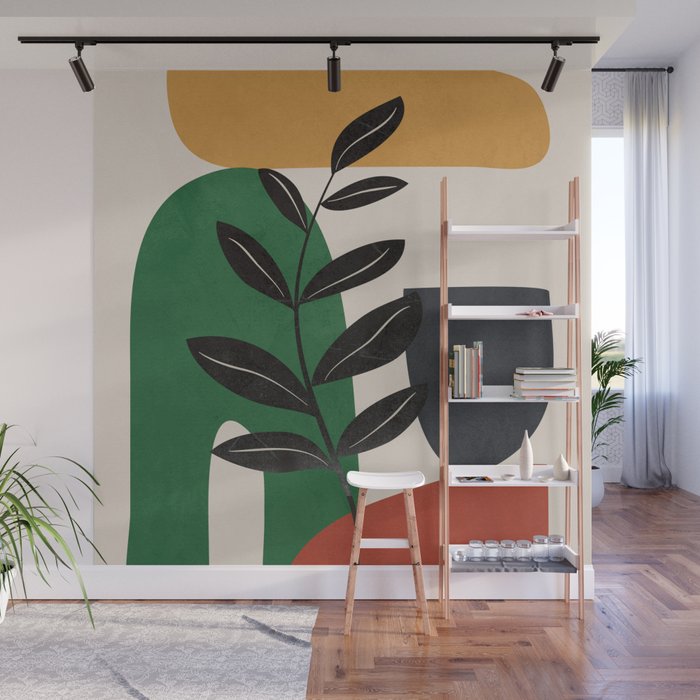 Modern Abstract Minimal Shapes Branches Art 5 Wall Mural Gallery Image 1
