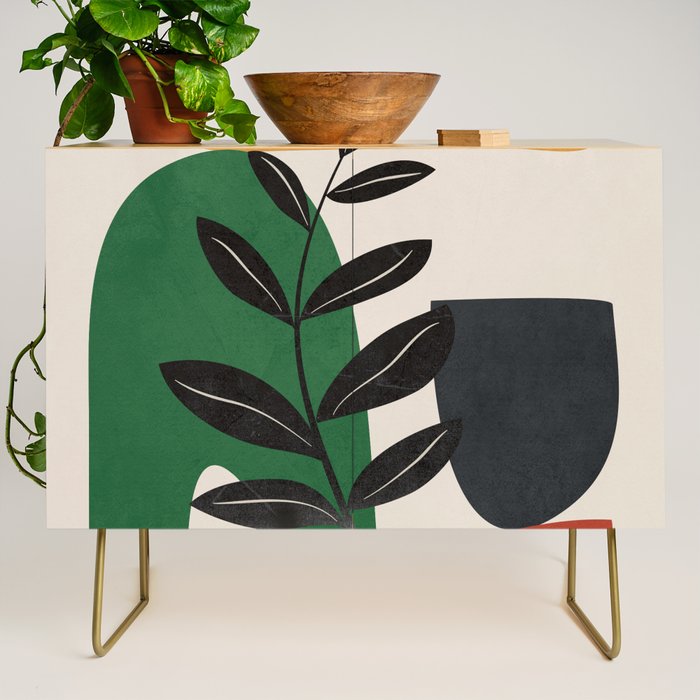 Modern Abstract Minimal Shapes Branches Art 5 Credenza Gallery Image 1