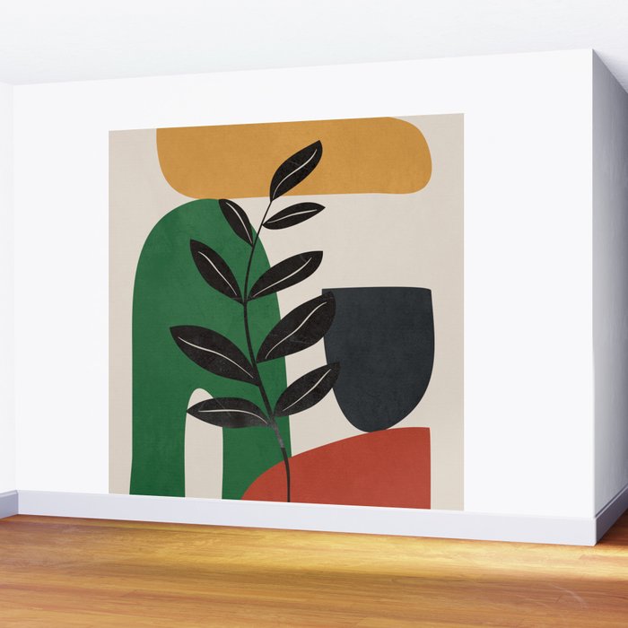 Modern Abstract Minimal Shapes Branches Art 5 Wall Mural Gallery Image 2