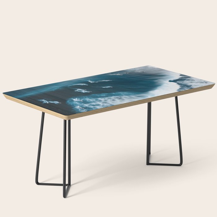 Aerial Surf Print - Surfers Riding Big Ocean Wave Coffee Table Gallery Image 1