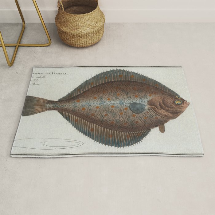 Vintage Illustration of a Flounder Fish (1785) Rug Gallery Image 1