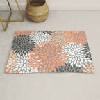 Floral Pattern, Coral, Gray, White Rug Gallery Image 1