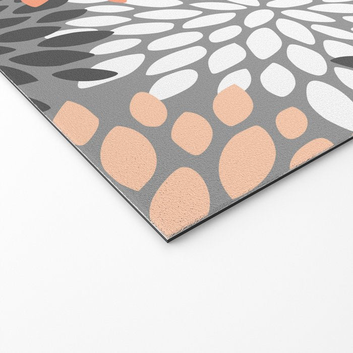 Floral Pattern, Coral, Gray, White Welcome Mat Gallery Image 2