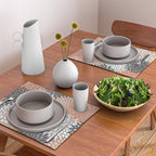 Floral Pattern, Coral, Gray, White Placemat Gallery Image 2