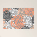 Floral Pattern, Coral, Gray, White Welcome Mat Gallery Image 1